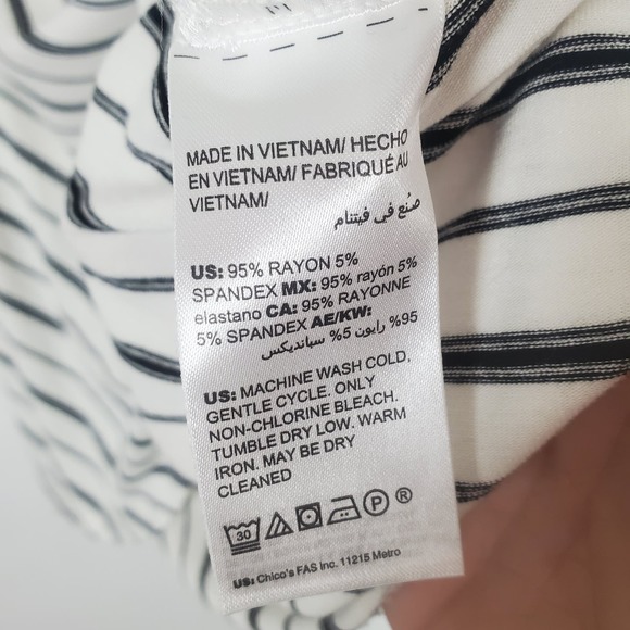 Chico's sleeveless top size 1 medium. mock neck, white stripes - Picture 4 of 5